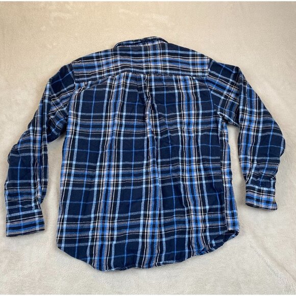 Smiths Workwear Mens Shirt Medium Long Sleeve Blue Plaid Button Up Classic - Picture 9 of 9